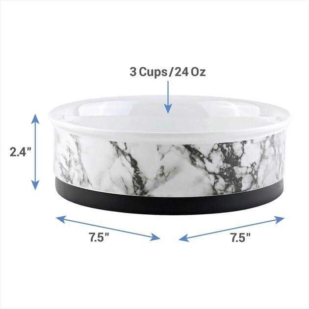 White Marble Pet Bowl Set of 2 E5289