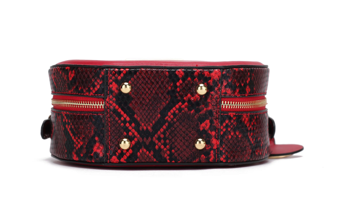 Red Vegan Leather Crossbody Bag U4873
