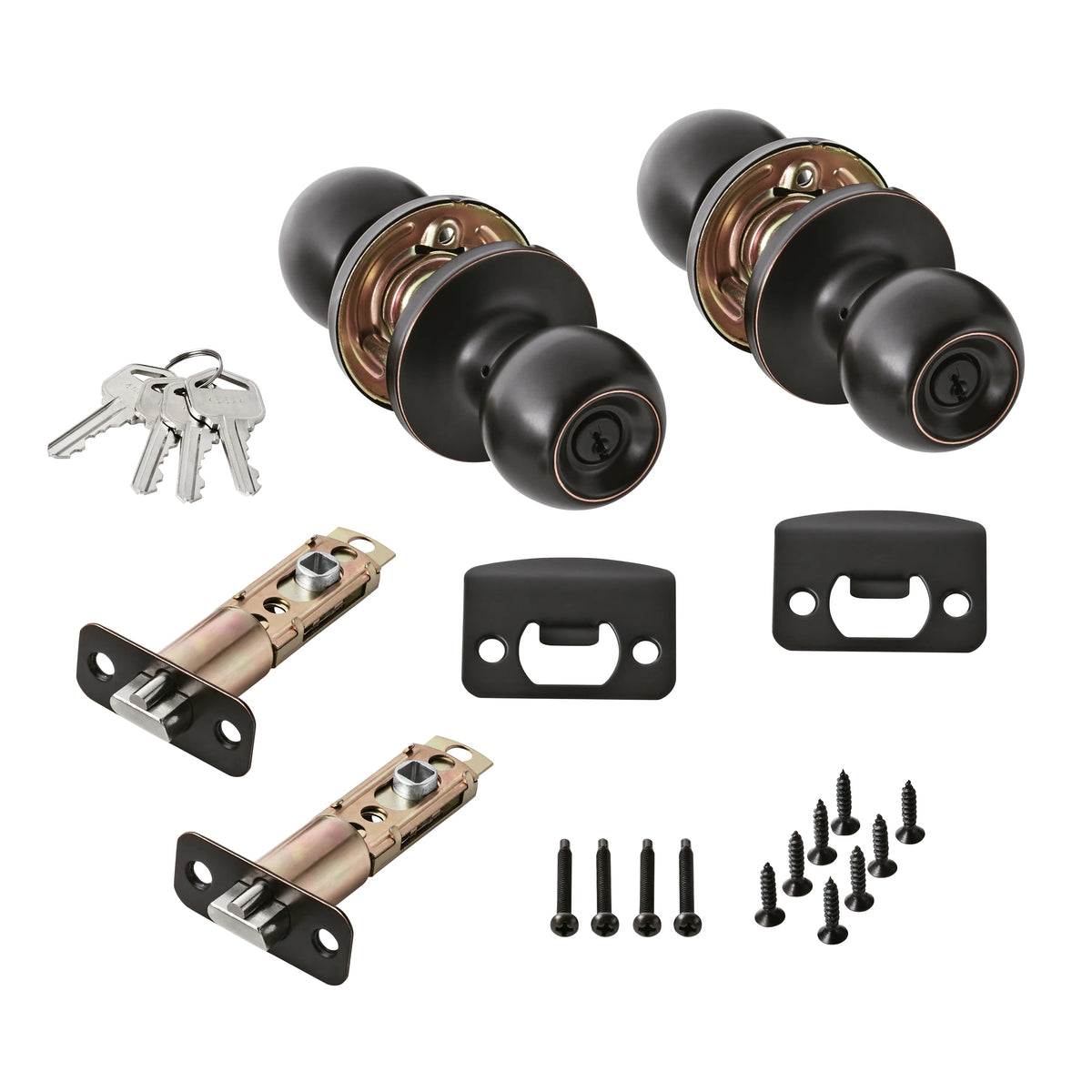 Oil-Rubbed Bronze Ball Locking Doorknobs Twin Pack R318