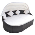 Patio Bed with Canopy Poly Rattan Brown L715