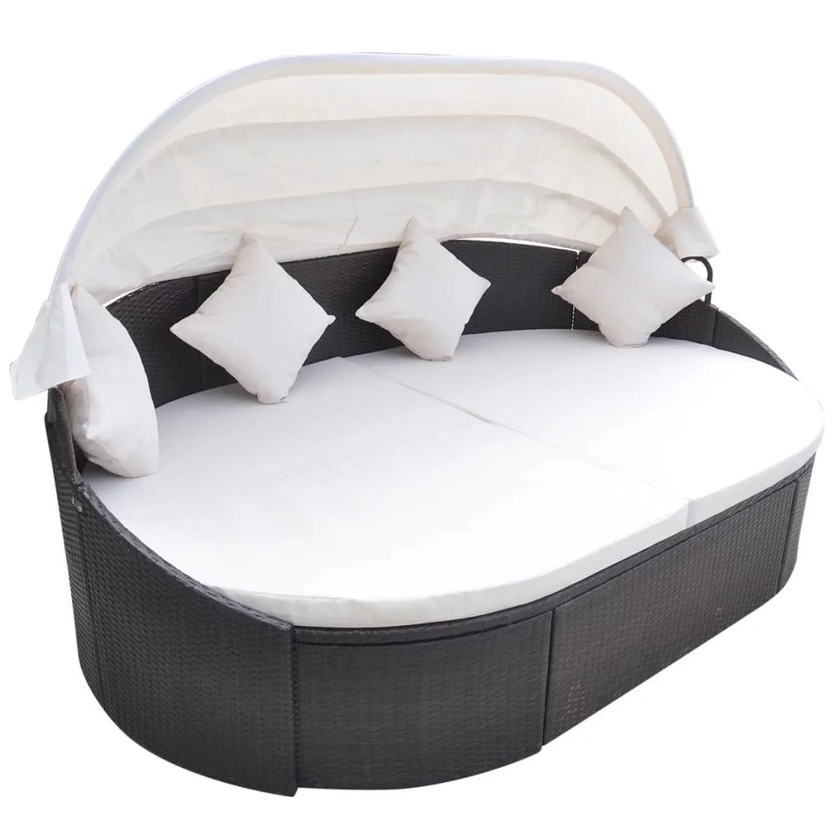 Patio Bed with Canopy Poly Rattan Brown L715