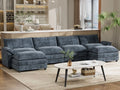 3 Seats L-Shaped Sectional Sofa with Movable Ottoman C662082