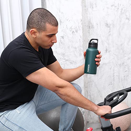 Half Gallon Insulated Stainless Steel Water Bottle with Straw Lid, Black U422465