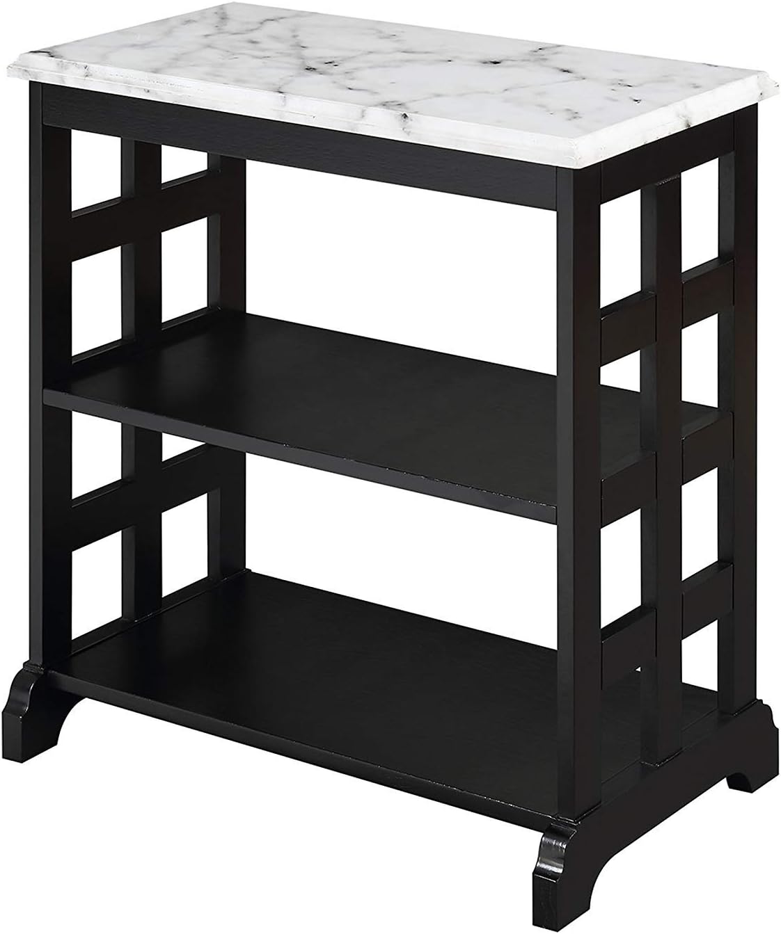 White Marble Black Chairside Table C385517