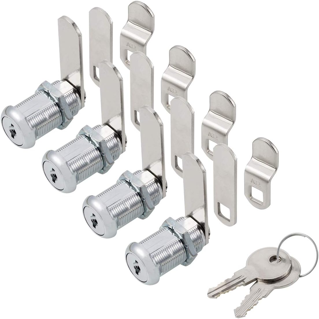 Cabinet Cam Lock 1-1/8 Cylinder Chrome Finish 4 Pack X25671