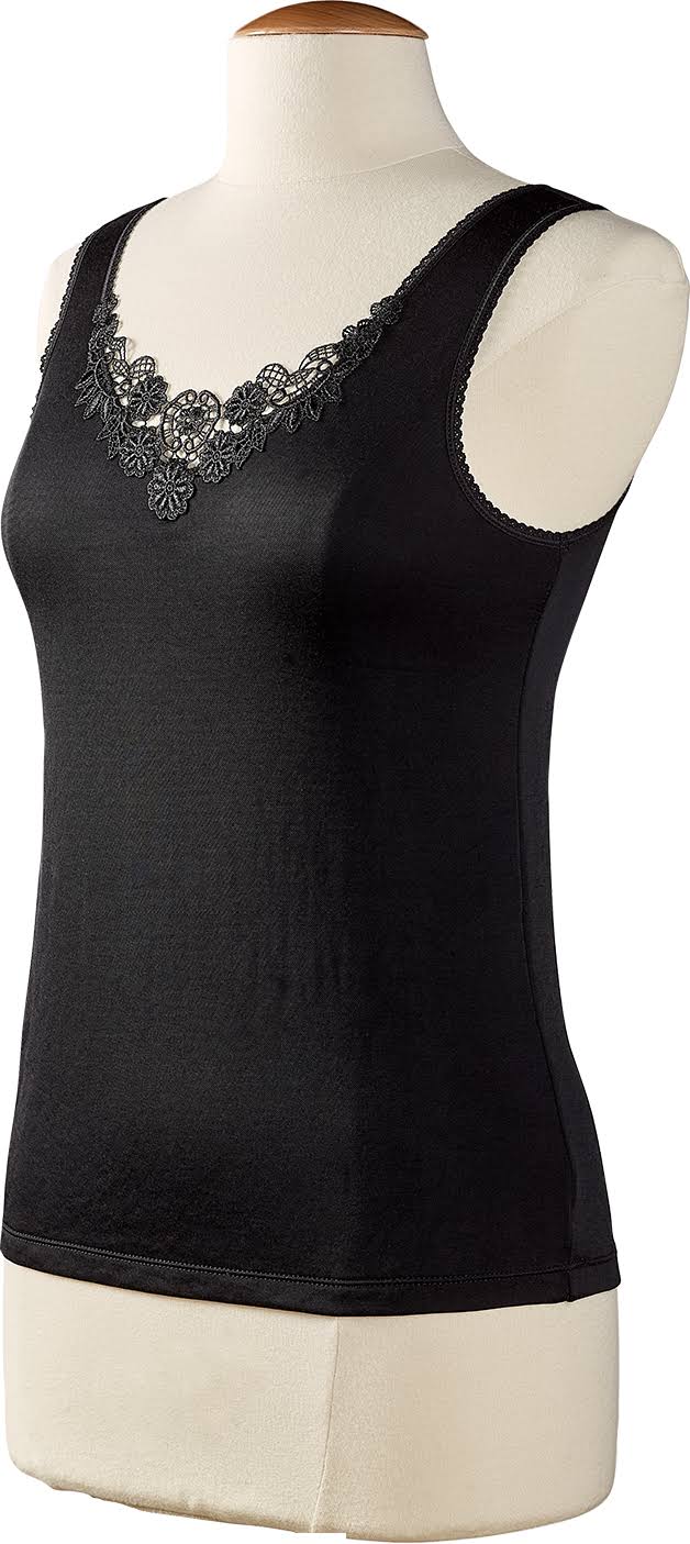 Scoop-Neck Camisole with Lace Trim Black 1X-Large I255996