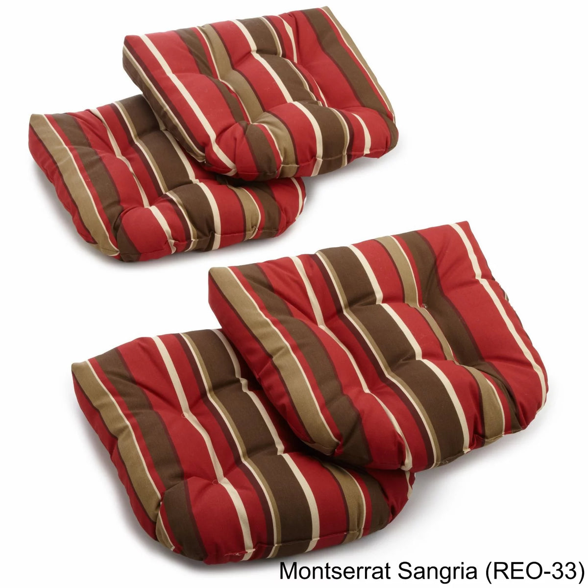 U-Shaped Patterned Spun Polyester Tufted Dining Chair Cushions, Set of 4 P53073