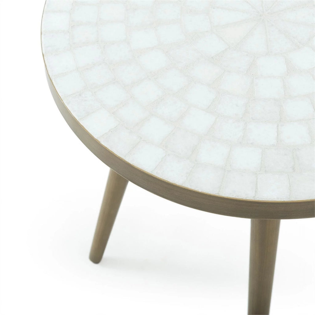 White Marble Round End Table P463