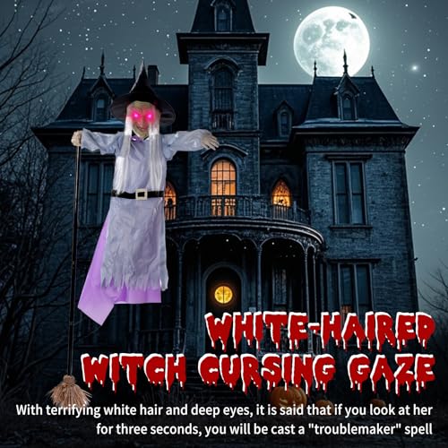 Animated Hovering Witch Halloween Prop with Sound & Touch Sensor X5568