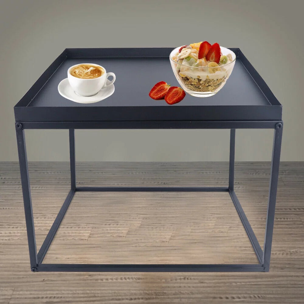 24" Black Metal Square Side Table Z4474