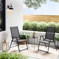 3-Piece Steel and Sling Folding Outdoor Bistro Set, Black B978551