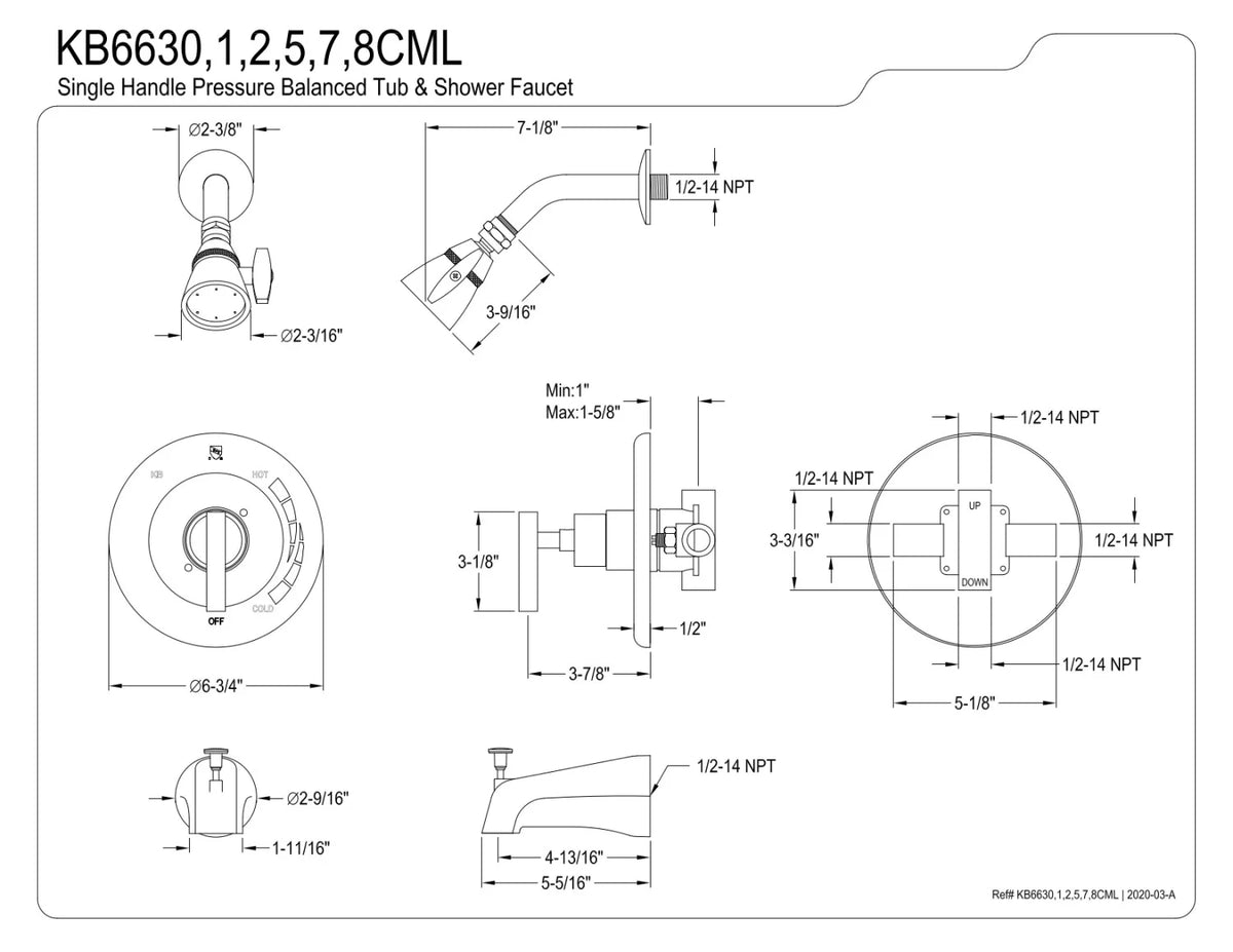 Single-Handle Tub and Shower Faucet Polished Chrome U1822