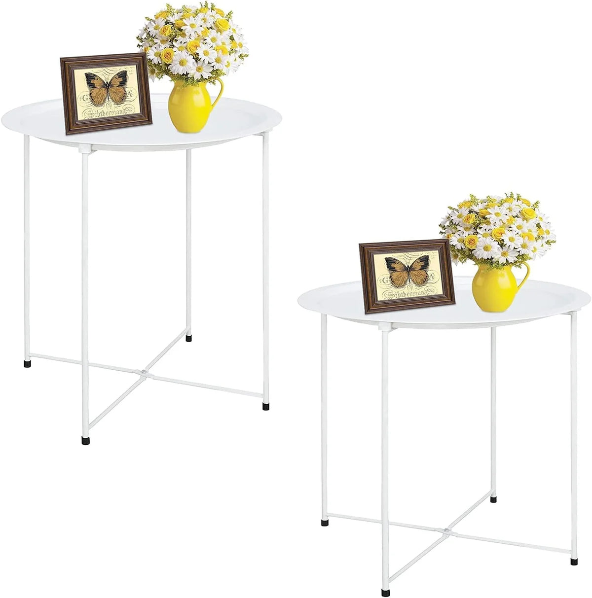 Black Round Metal Folding Tray Side Table C42697