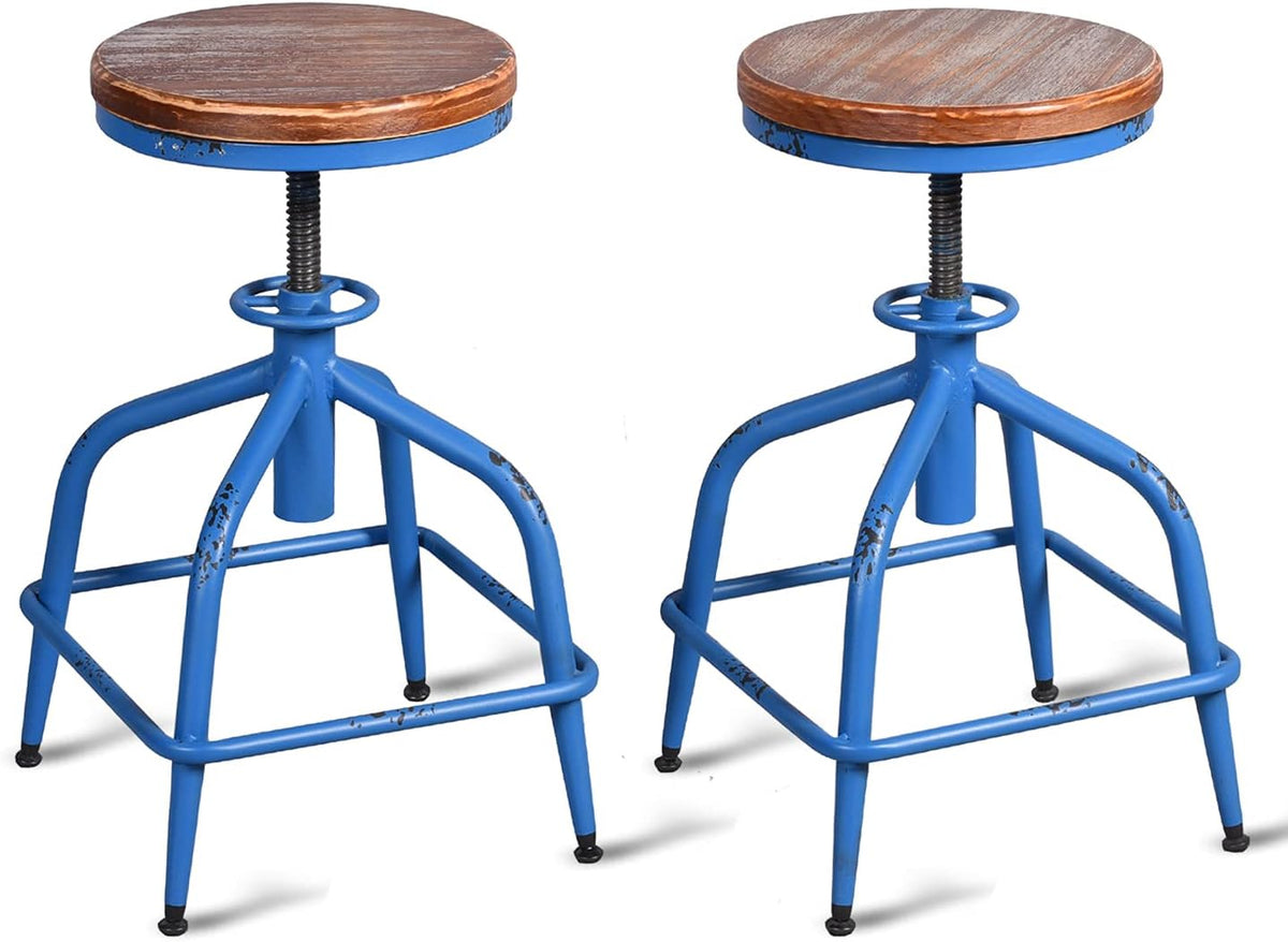 Black Metal Adjustable Swivel Bar Stool Set of 2 Y643225