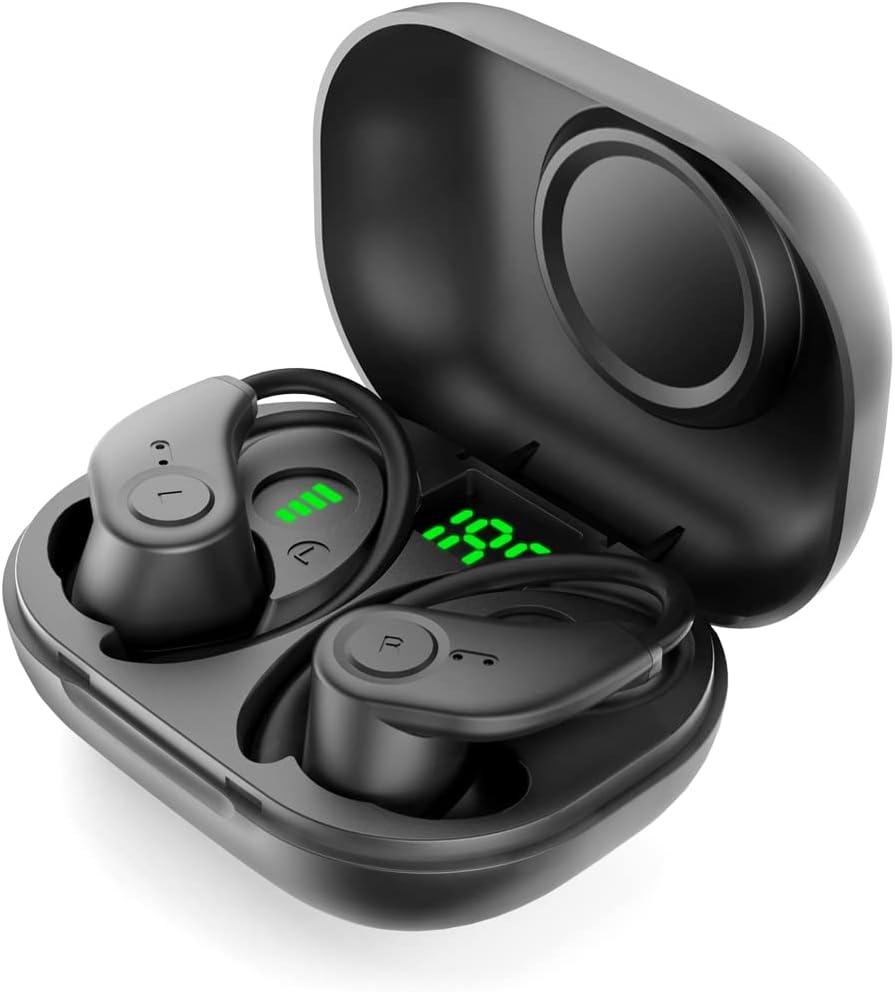 Black Wireless Earbuds with LED Display Charging Case Pack of 2 H349