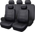 Gray Black Faux Leather Car Seat Covers Full Set S49803