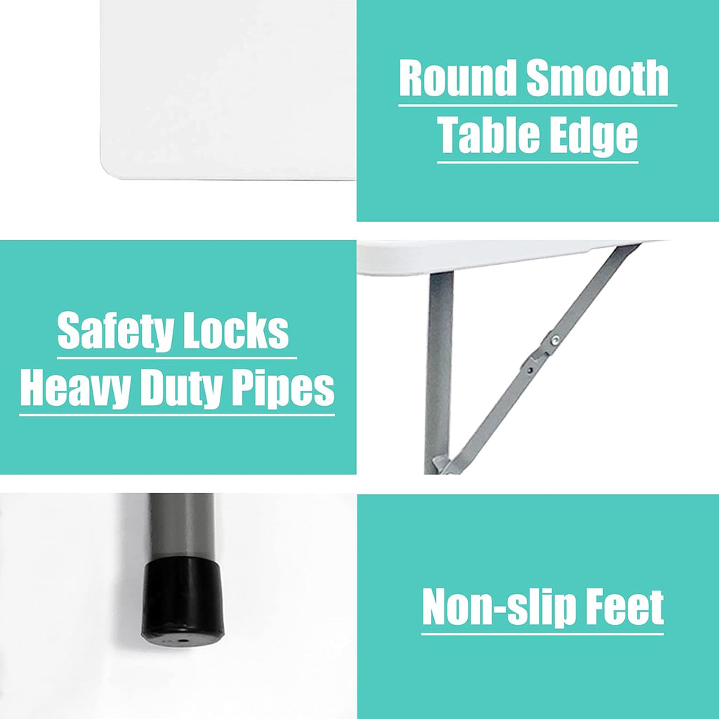 4 Foot Lightweight Adjustable Height Folding Table White Granite B69553