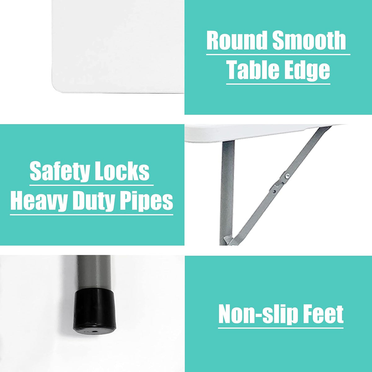 4 Foot Lightweight Adjustable Height Folding Table White Granite B69553