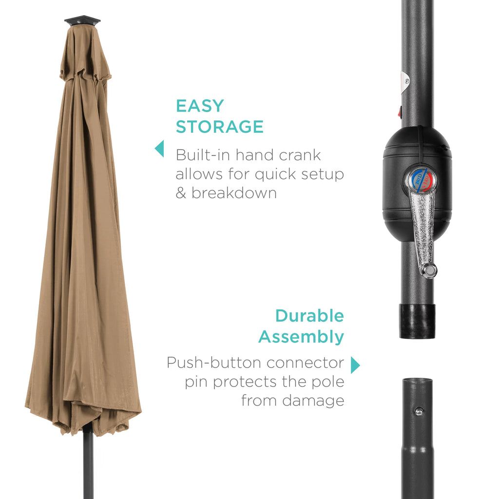 10ft Solar LED Lighted Patio Umbrella with Tilt Adjustment E5955