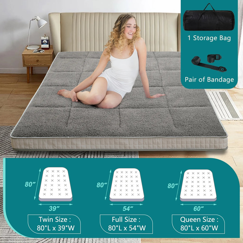 Japanese Floor Futon Mattress Grey Full Z156345