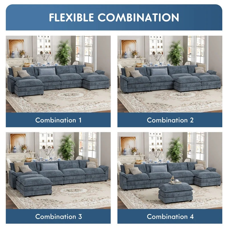 3 Seats L-Shaped Sectional Sofa with Movable Ottoman C662082