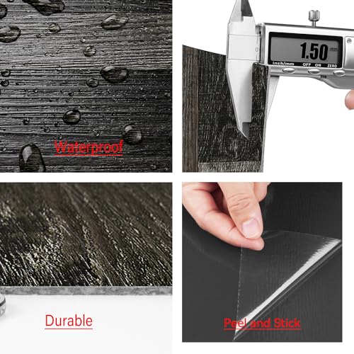 36-Pack 6x36" Black Peel and Stick Waterproof Vinyl Floor Tile M8601