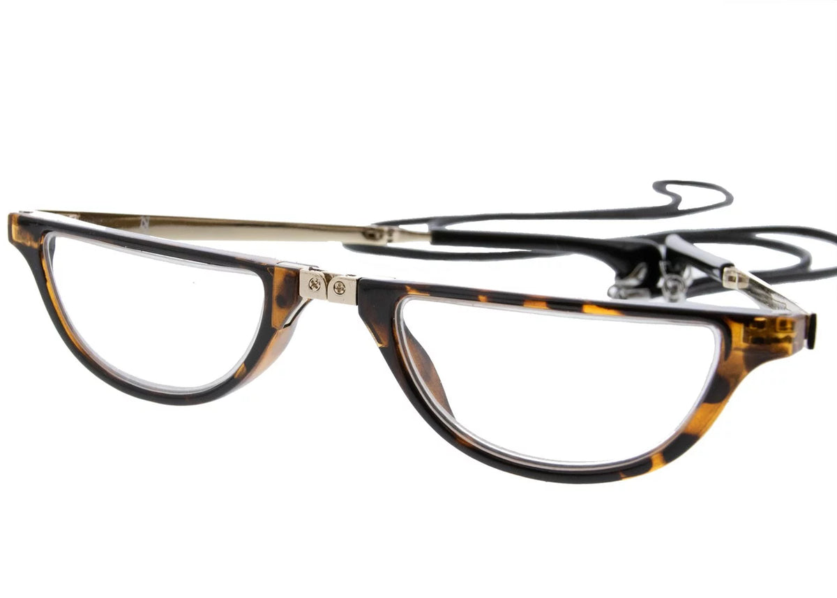 Foldable Round Tortoise Shell Reading Glasses H702