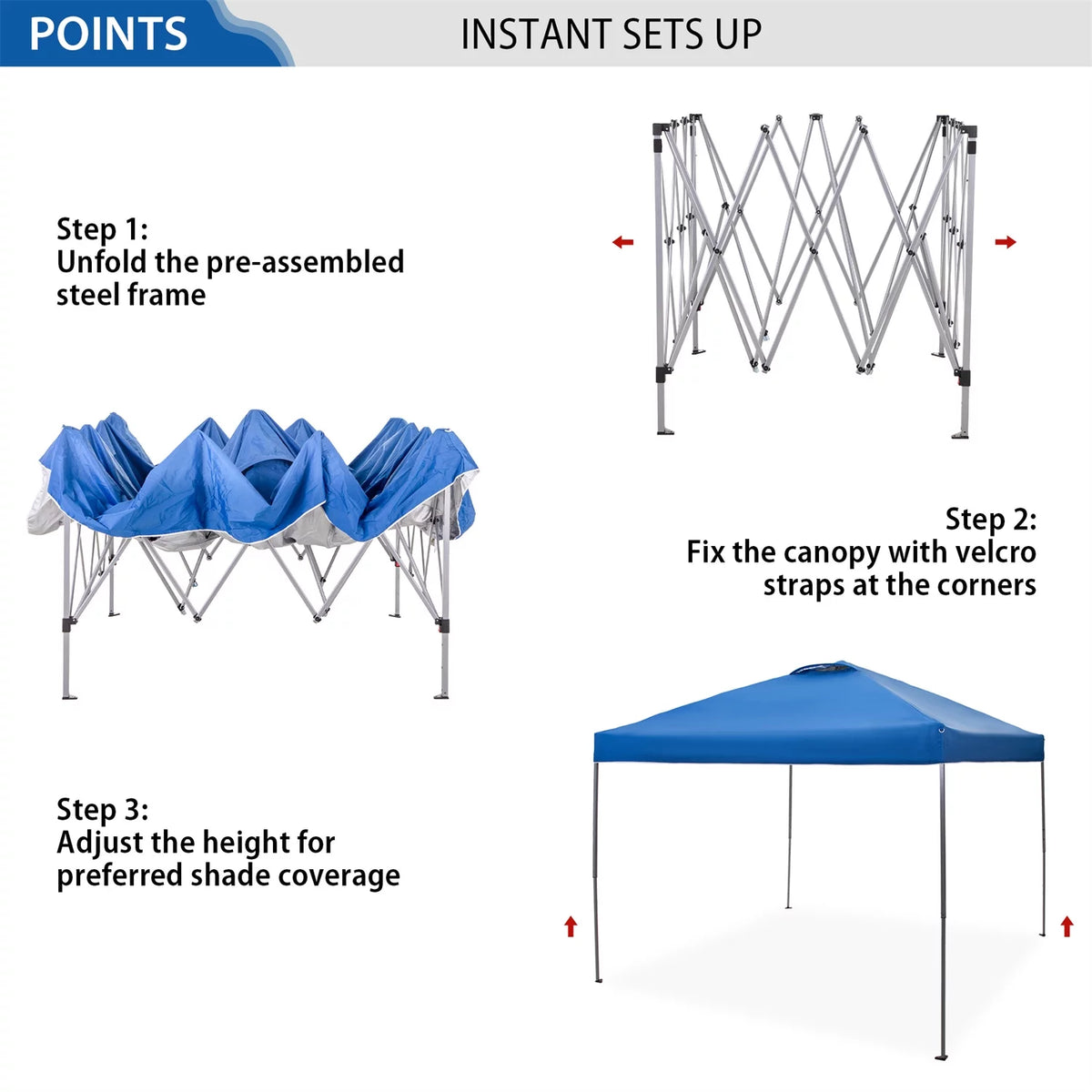 10x10ft Pop-up Canopy Tent with Wheeled Bag - Blue S3685