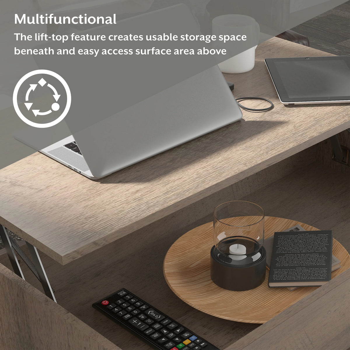 Gray Oak Lift Top Coffee Table C1204