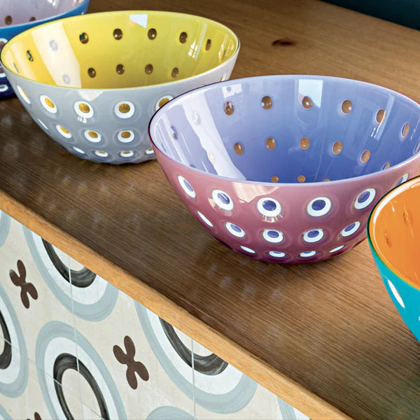 Bowl 25cm Red/White/Transparent H259758