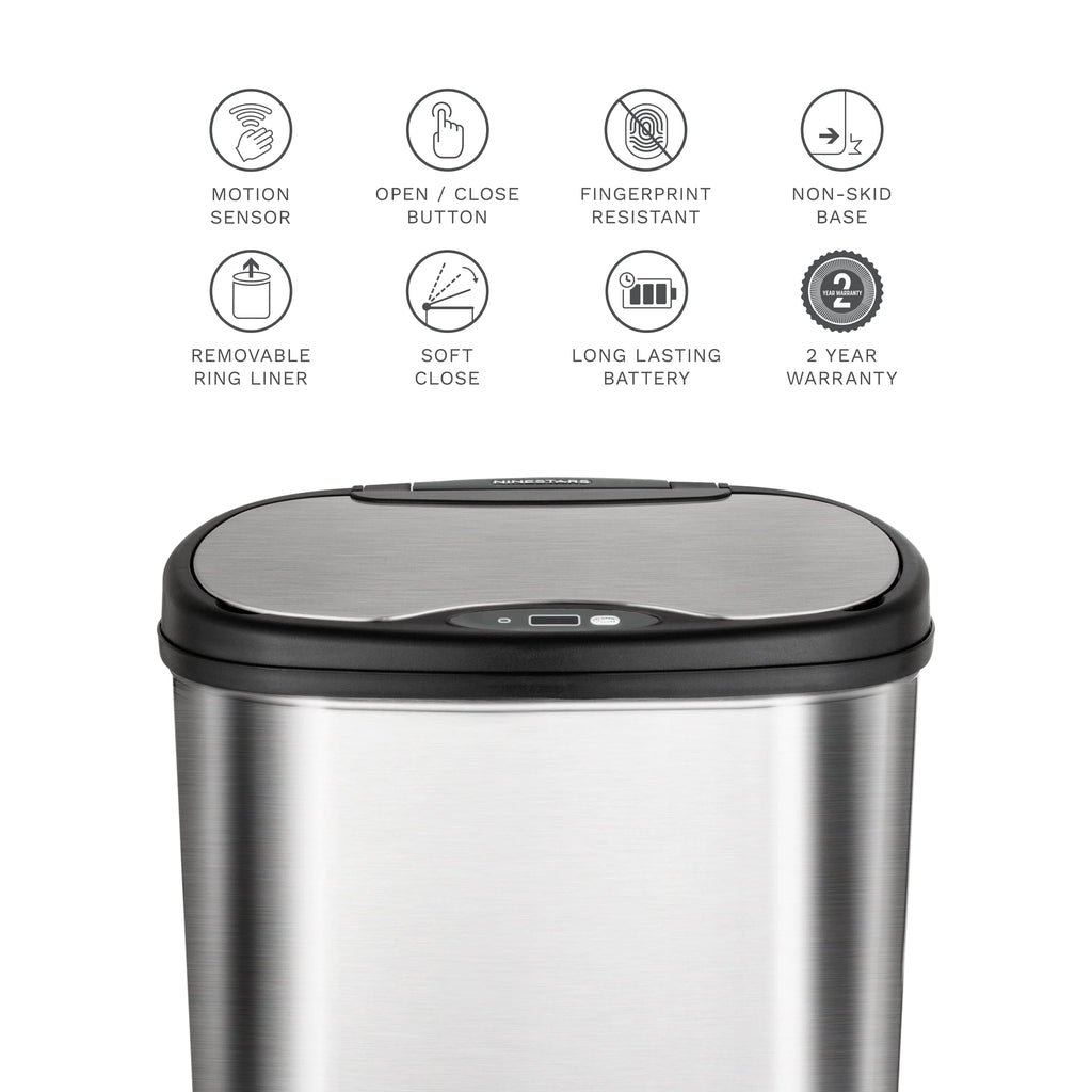 13.2 Gallon Stainless Steel Motion Sensor Trash Can F169