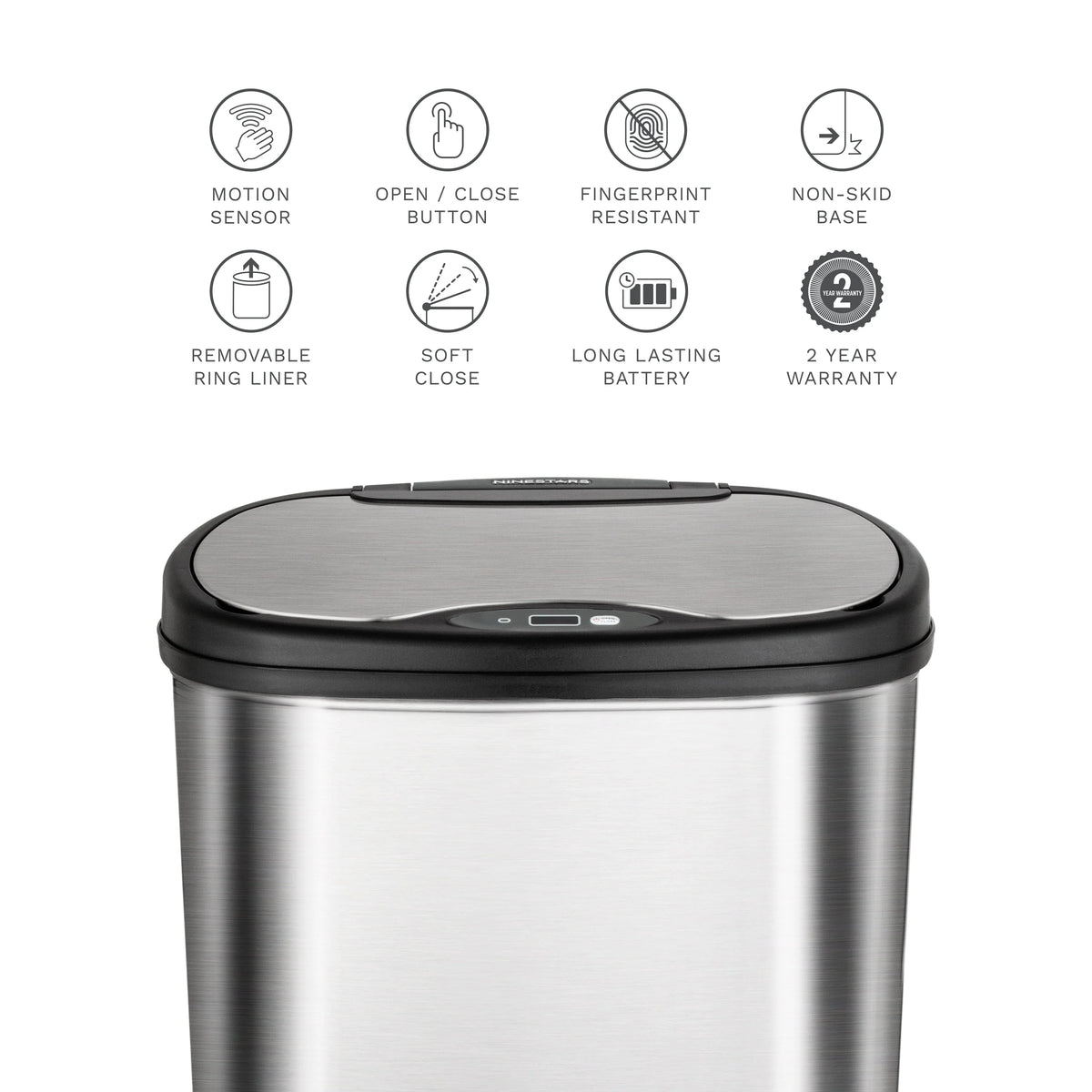 13.2 Gallon Stainless Steel Motion Sensor Trash Can F169