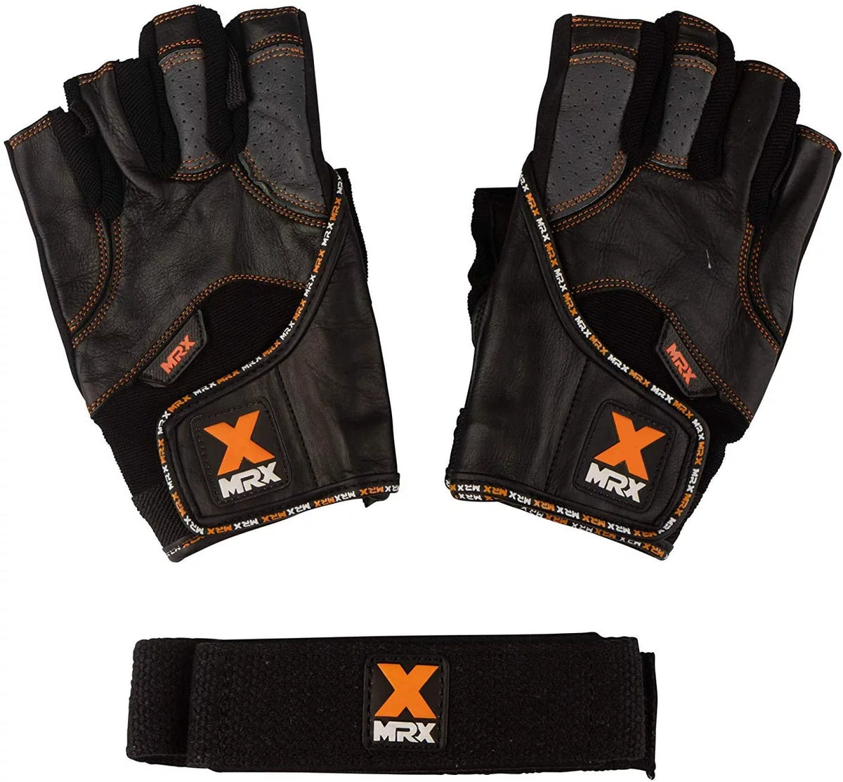 Weight Lifting Gloves Long Wrist Strap Black / Red M D33021