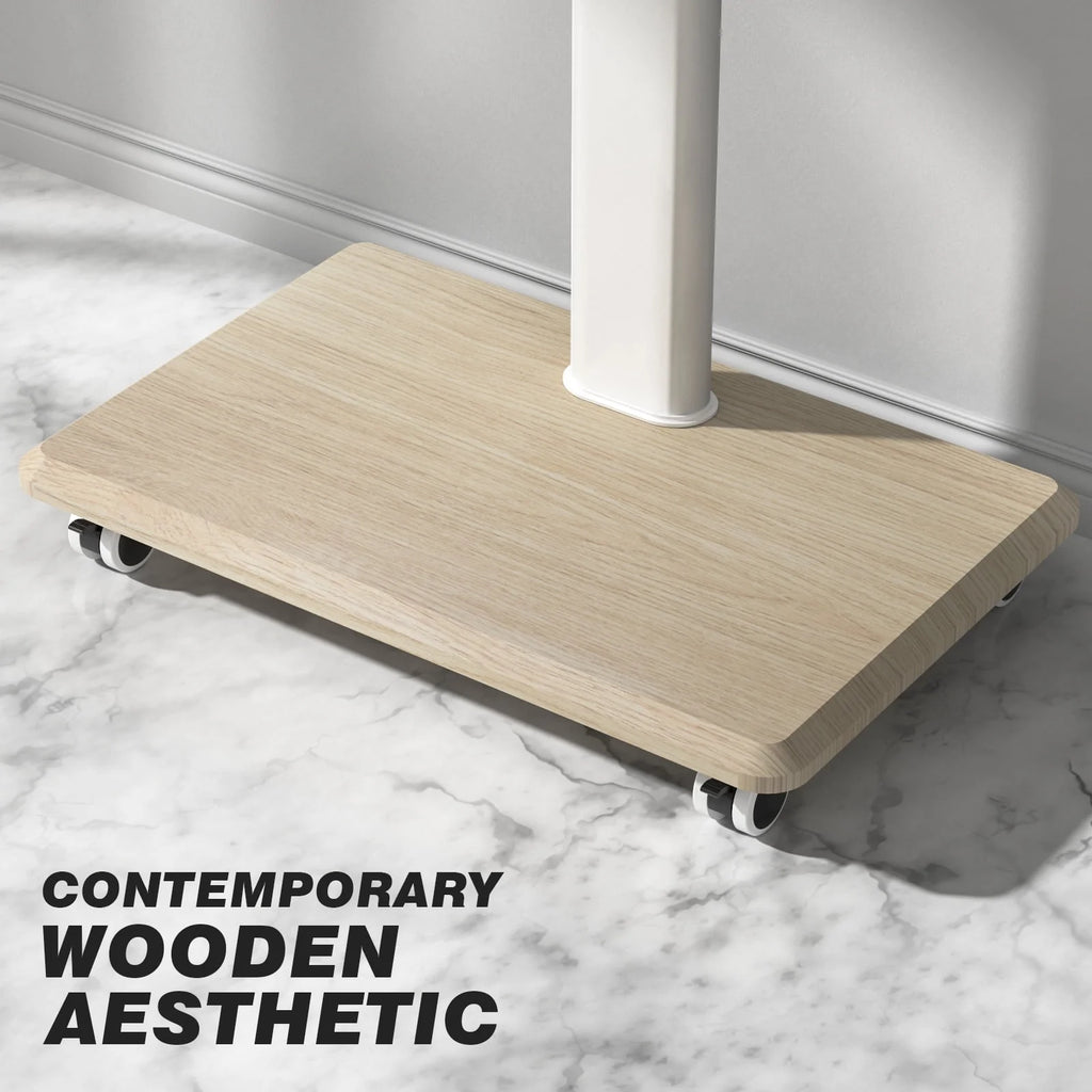 Modern Rolling TV Stand up to 65 inch White Wooden Base K812