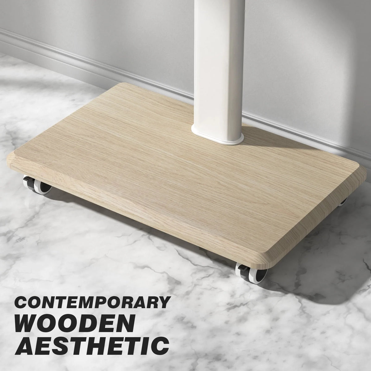 Modern Rolling TV Stand up to 65 inch White Wooden Base K812