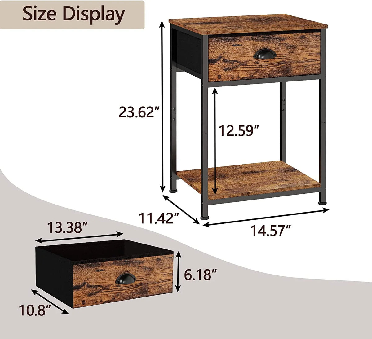 Set of 2 Nightstands with Fabric Drawer & Storage Shelf P52997