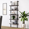 5-Shelf Wood Ladder Bookcase with Metal Frame P443