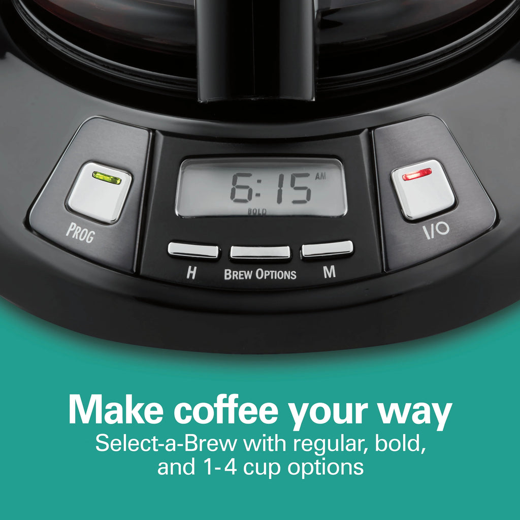 Programmable Coffee Maker, 12 Cup, Black Stainless Steel N665404
