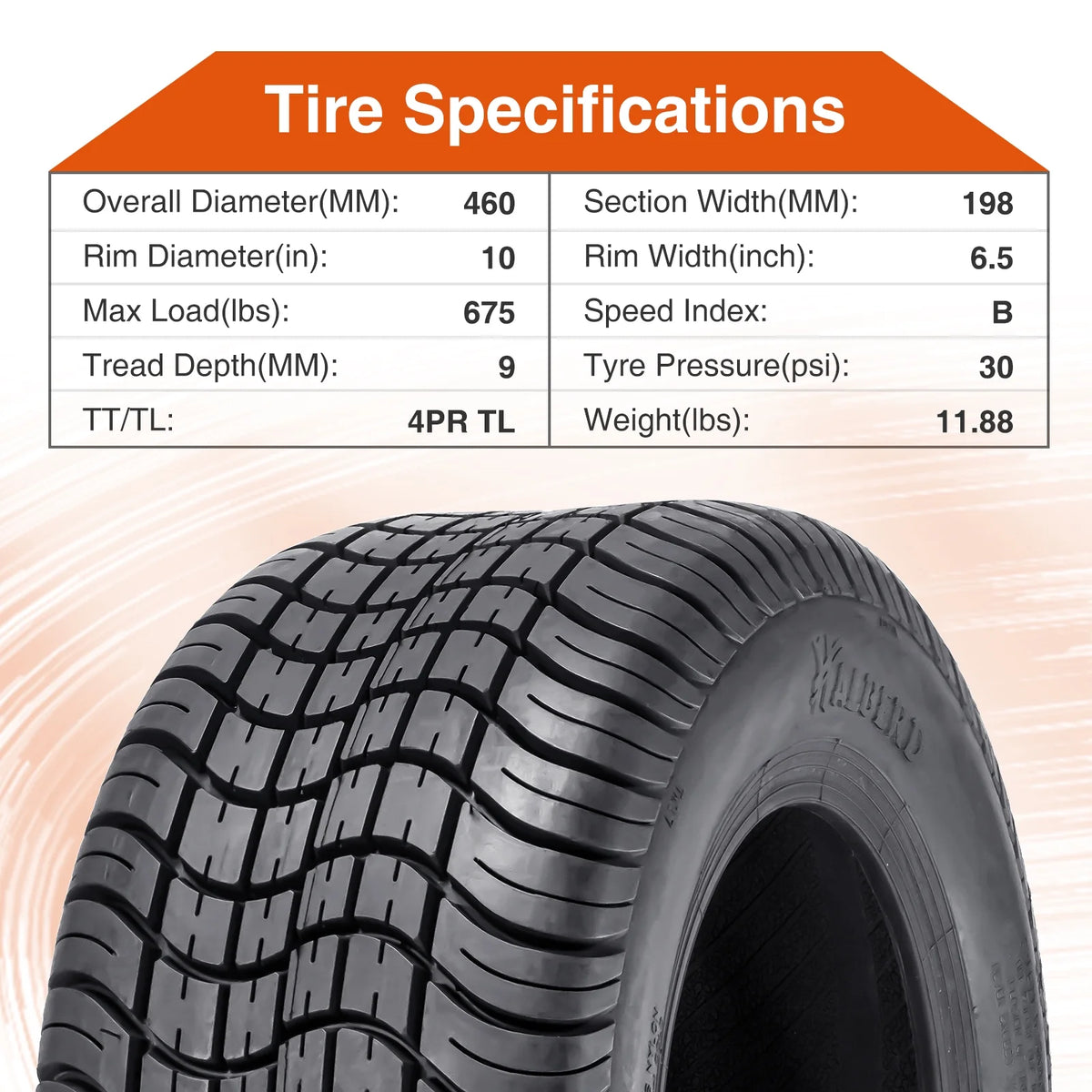 205/50-10 4PLY Golf Cart Tires W7723