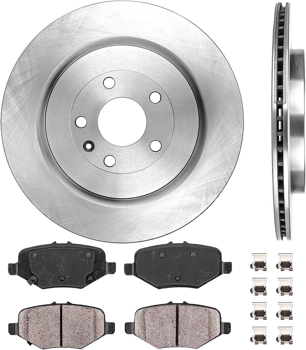 Premium Rear Brake Rotors + Ceramic Pads + Clips B9413