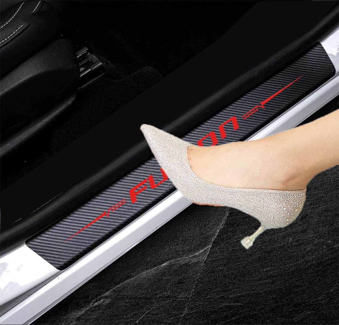 4D Carbon Fiber Reflective Door Sill Protector Stickers Q963