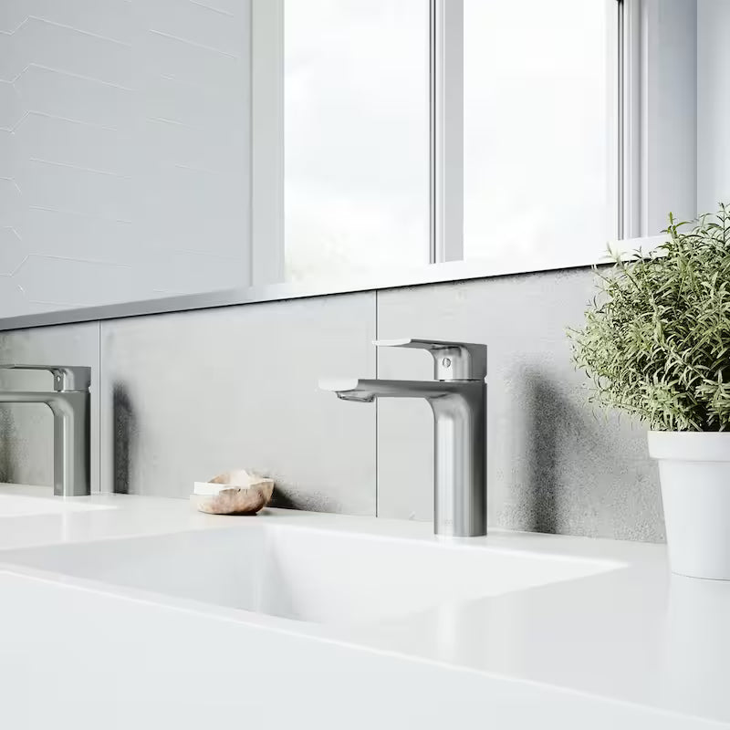 Single Handle Brushed Nickel Bathroom Faucet W8954