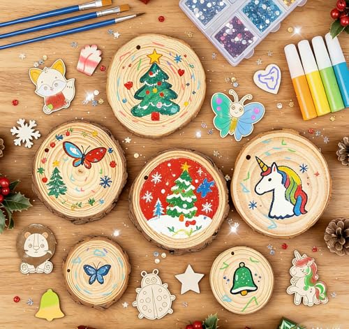 Unfinished Wooden Ornaments 30 Pcs N444458