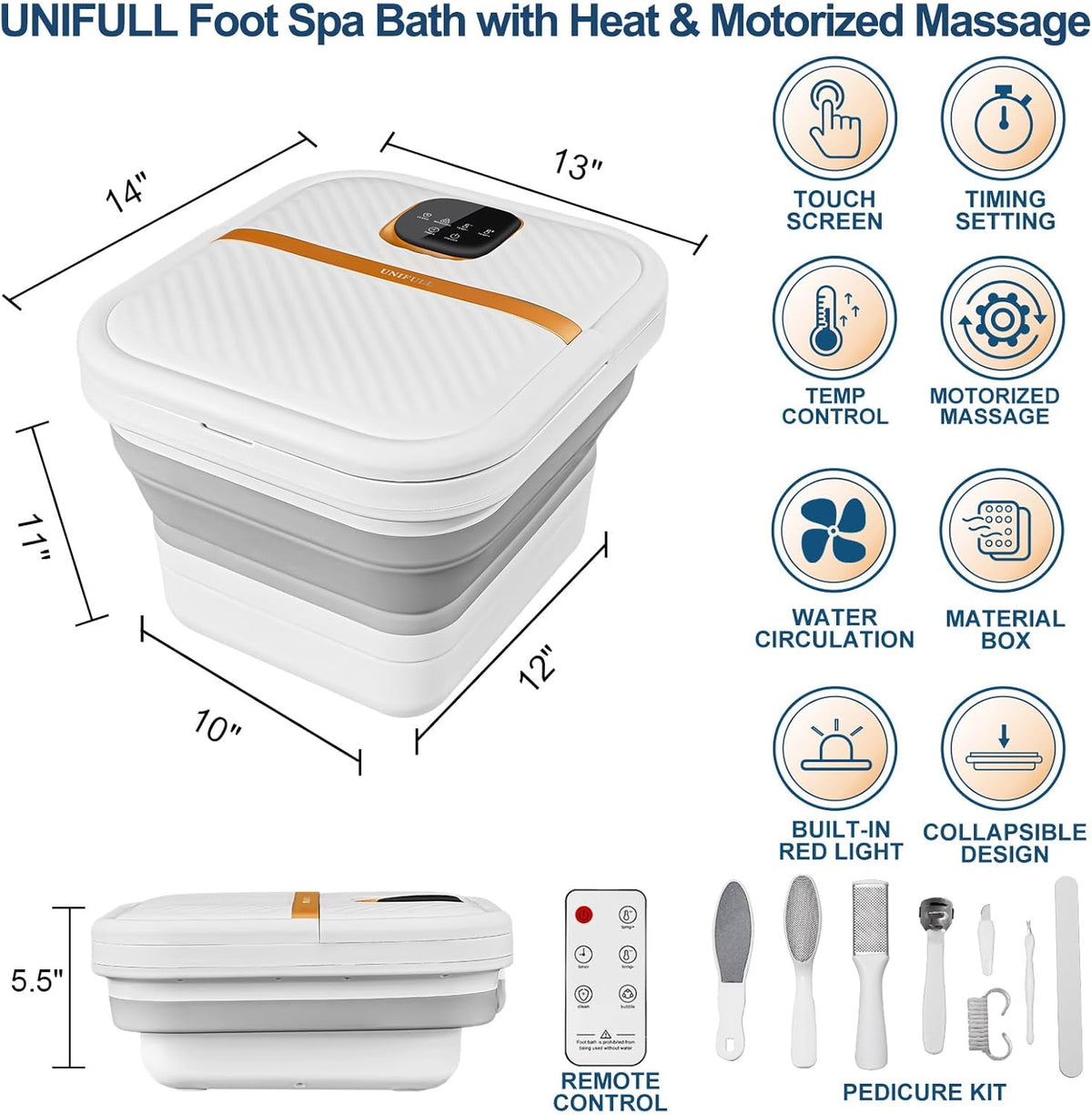 Collapsible Foot Spa Bath with Heat and Massager T45544