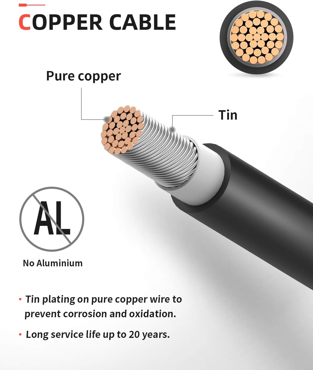 40 Feet 10AWG Solar Extension Cable with Connectors L525797