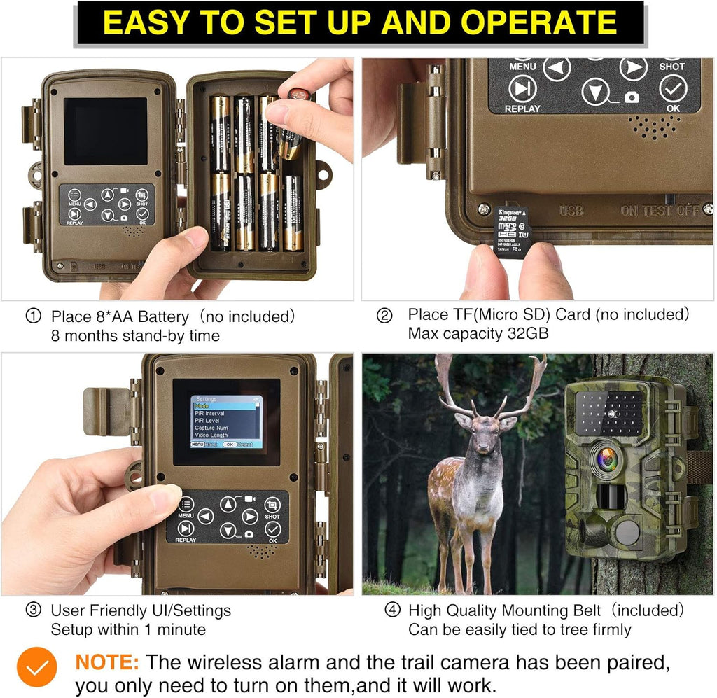 24MP 1080P Night Vision Motion Activated Waterproof Trail Camera O5482
