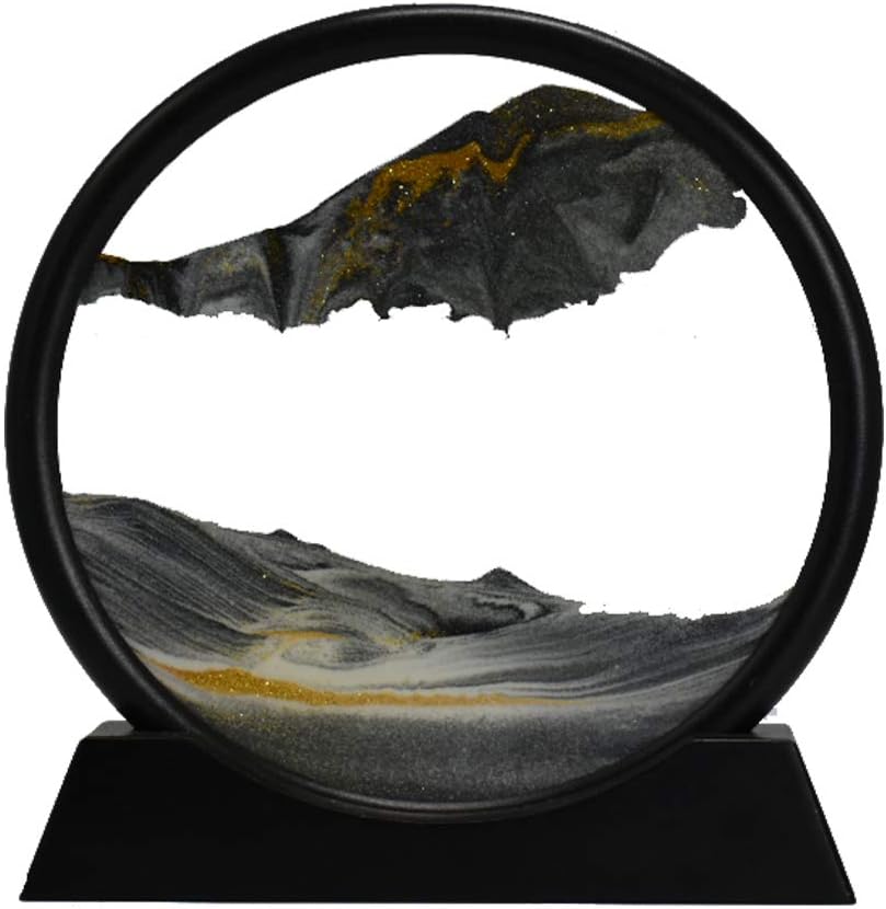 Moving Sand Art Picture Round Glass 3D Deep Sea Sandscape C66570