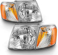For 2001-2005 Ford Explorer Sport Trac Headlights Headlamps w/Corner Lights Signal Lamps 4PC Set Left+Right L8063