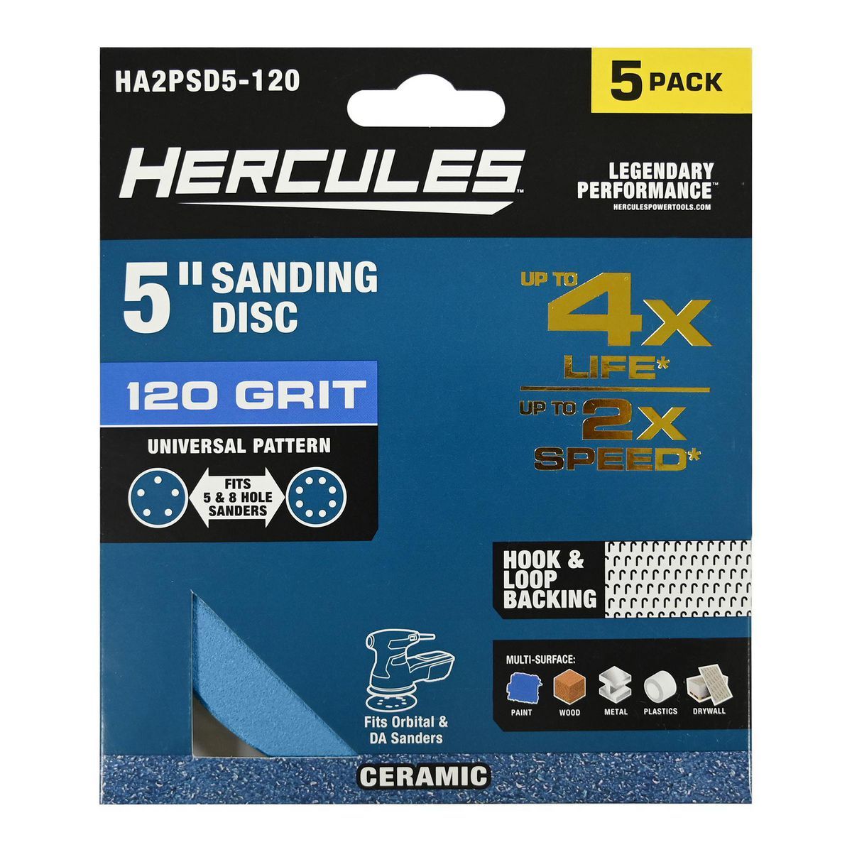 5 in. 120 Grit Ceramic Alumina Sanding Disc 5 Pack J295