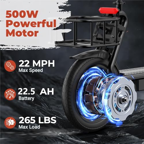 Electric Scooter with Seat, 500W Motor, 14'' Tires, Foldable D67081